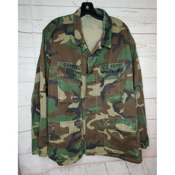Vintage Large Regular Graney U.S. Army Woodland Camouflage Button Up Jacket - Picture 3 of 12